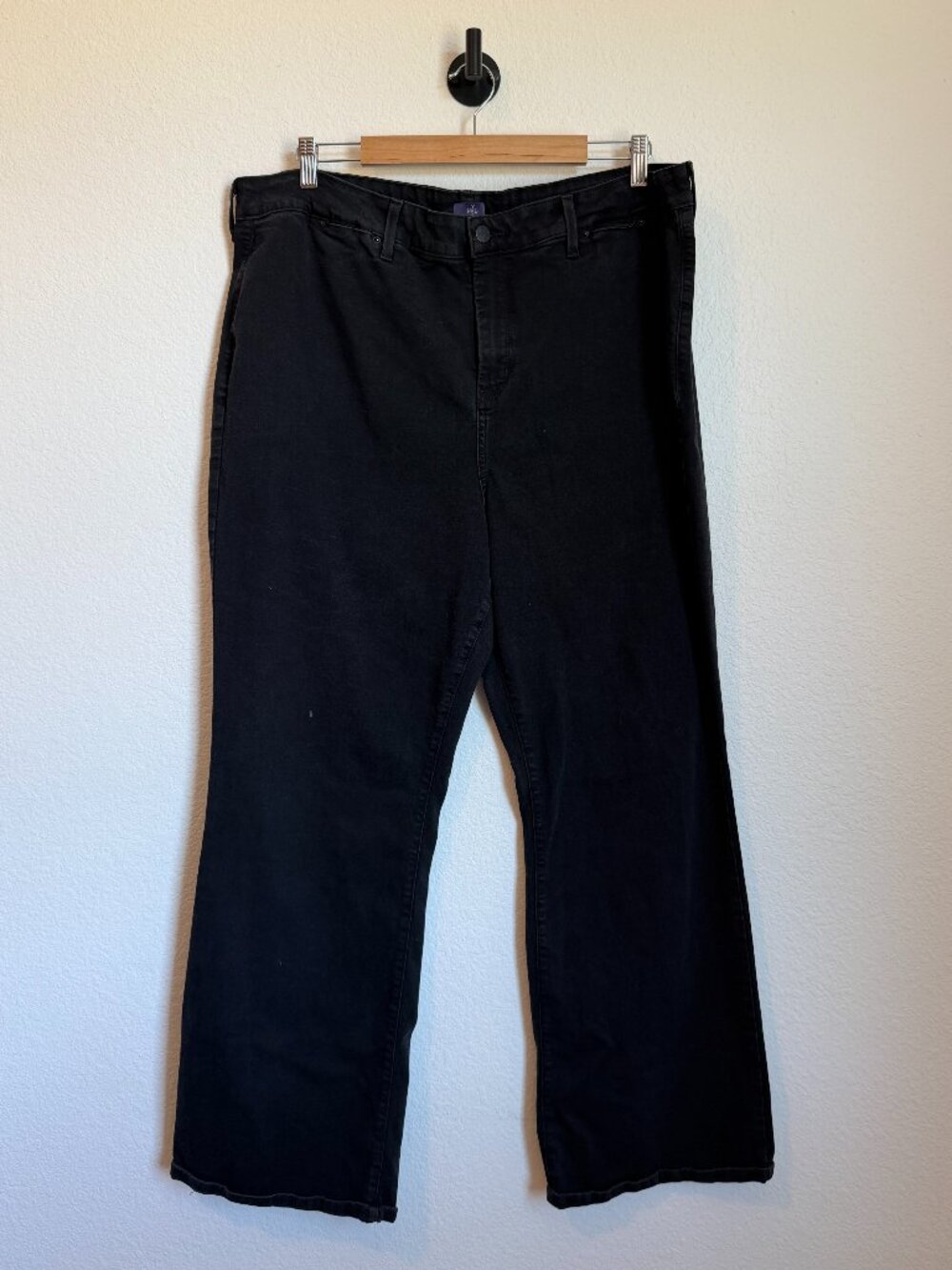 Lane Bryant Black Denim Trouser Wide Leg Jean Size 22W